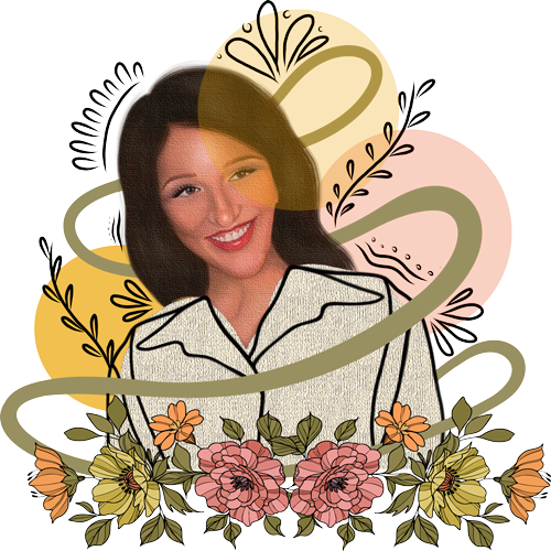 Portrait with floral illustration