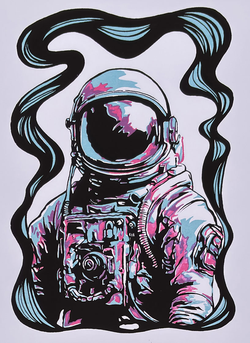Rocket Man — Final screen print